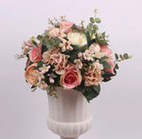 Artificial Flower Rose Hydrangea Arrangement pink red Cream