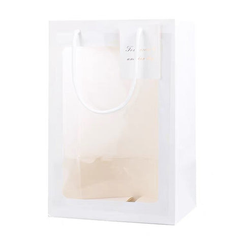 White paper bag with window (S) 12”x8”x6”