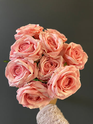 Bobi 9 head Coral Pink Rose bunch