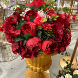 Artificial Flower Rose Hydrangea Arrangement Red