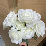 New Rose Cream 9 head Empress Roses Artificial Flower large sweet rose