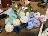 New light blue Pom Artificial Filler Flower 3 head spray