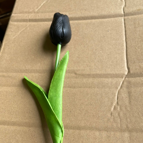 Single stem Real Touch PU flower Tulip (Black)