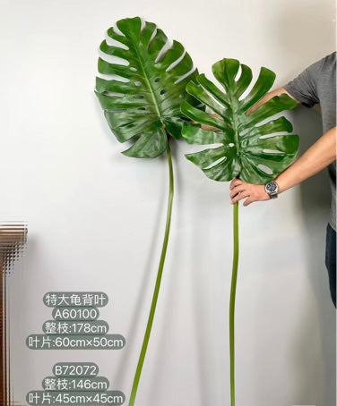 Giant Jumbo GREEN (A) TROPICAL PALM monstera (L) LEAF ARTIFICIAL Greenery