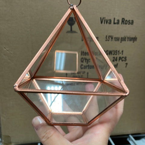 Small Rose Gold 5.5” Glass pyramid triangle