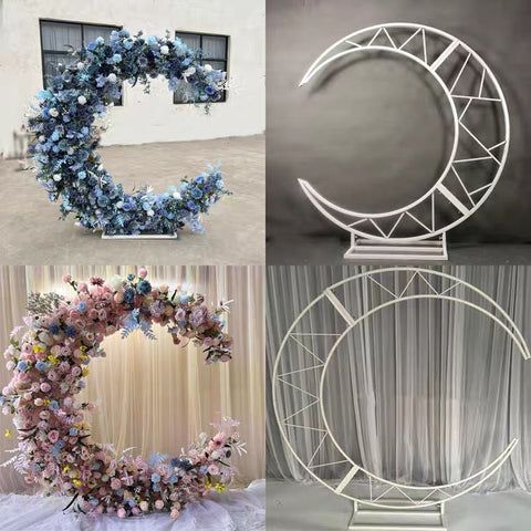 Flower Moon Metal Backdrop (with flowers) Stand 2 meter