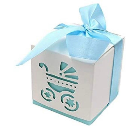Baby blue square gift favor Box accessory bag Carriage bridal shower