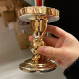 New Gold Glass CANDLEHOLDER GLASS VASE 4.5”Hx3"D