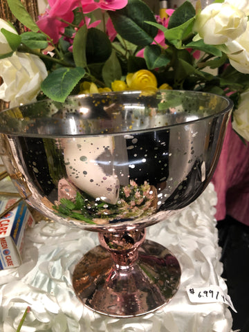 Mercury rose gold Bowl Glass Bowl Vase 8.3”x7”H bowl Vase