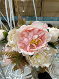 7 HEAD FABRIC ARTIFICIAL PEONIES PEONY BUNCH (PINK mix)