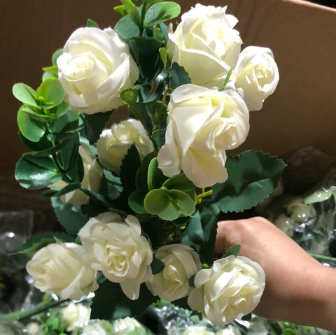 Mini rose bunch WHITE Artificial Flower