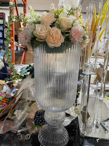 New Crystal Urn Vase 19.75”x9”d