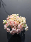 6xMini Silk flower Ranunculus bunch artificial wedding decor (Blush) - Richview Glass Wedding Supplies