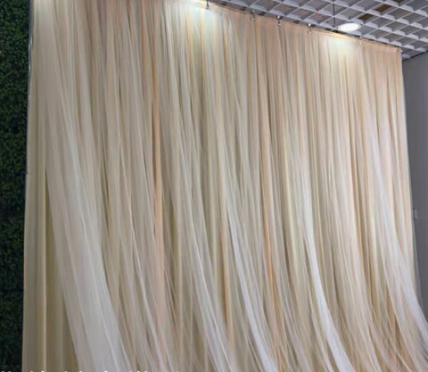 Cream/champagne color Sheer chiffon fabric backdrop Panel 9.8 feetx9.8feet