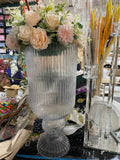 New Crystal Urn Vase 19.75”x9”d ribbed