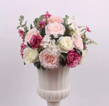 Artificial Flower Rose Hydrangea Arrangement pink red Cream