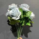 9 head dusty blue rose bunch