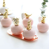 Ceramic Jar Pink with Gold Bird CLEARANCE