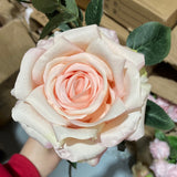 Light Pink Artificial Flower Single Stem spray Fall Rose bouquet material