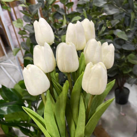 10x Real Touch PU flower Tulip (White)