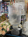 New Crystal Urn Vase 19.75”x9”d ribbed