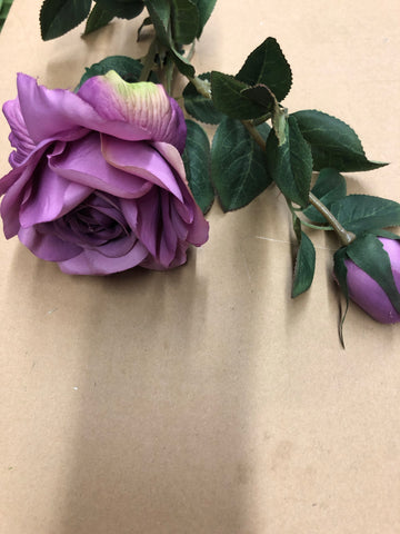 Artificial Flower Single Stem Fall Rose bouquet material (purple)-STE7 - Richview Glass Wedding Supplies
