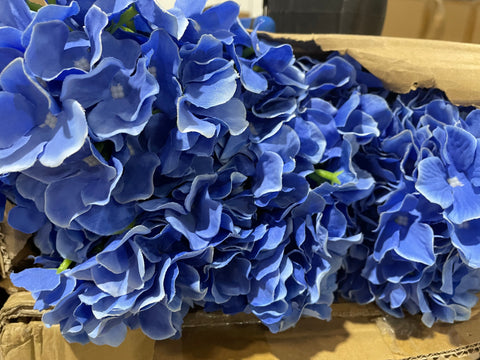 New Artificial Flower Vintage royal blue Hydrangea Bunch 5 head silk