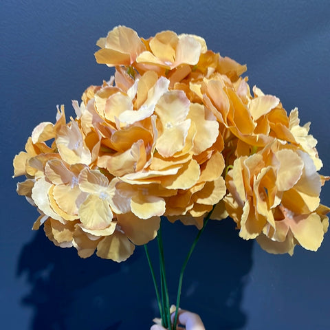 Artificial Flower Orange Hydrangea Bunch 5 head silk