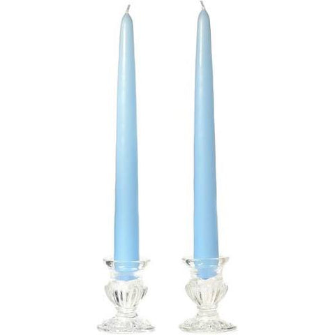 Pack of 12 light blue taper Candles wedding decor 10” long