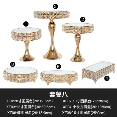 Crystal Gold Cake Stand Set of 6