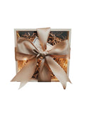Wood square Box with ribbon and bag (M)