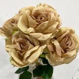 Artificial Flower Rose Bunch 7 head (Mauve/Coca-cola/Chocolate)