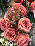 Coral ROSE BUNCH With fillers