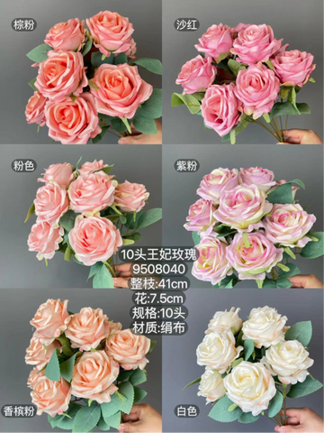 Rose Champagne 10 head Princess Roses Artificial Flower large sweet rose