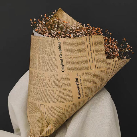 27”x20” Fresh Flower Wrapping Paper brown paper newspaper