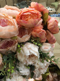 Salmon with pink center ARTIFICIAL PEONIES PEONY BUNCH