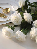 Moist Touch Real Touch Rose Artificial Flower Single Stem Rose (White)-MOI2
