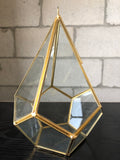 New 9.5" X 6.3"D Diamond Shaped geometric terrarium Gold