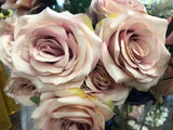 10 head Dusty Pink Rose Artificial flower rose - Richview Glass Wedding Supplies
