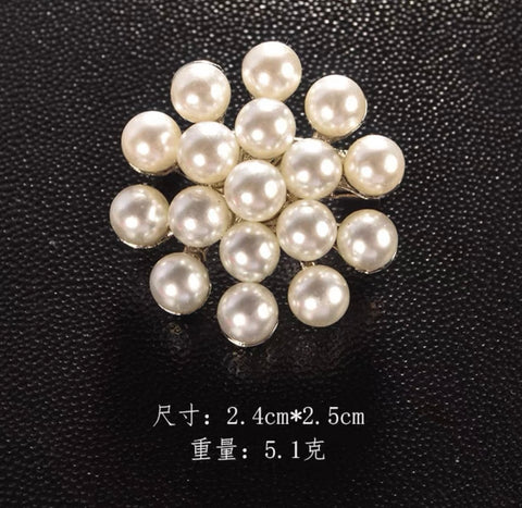 Silver Pearl Brooch decoration 1” diameter