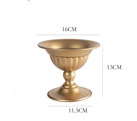 Tall round GOLD bowl /urn METAL
