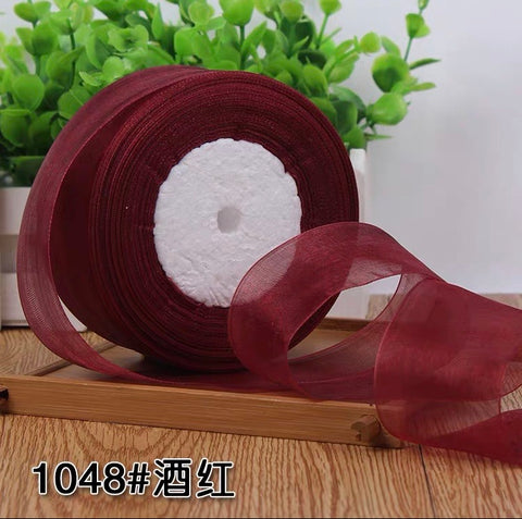 Sheer ribbon roll( 3.8-4 cm/1.5" ) (Burgundy)