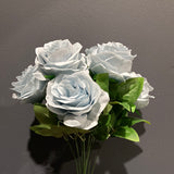 9 head dusty blue rose bunch