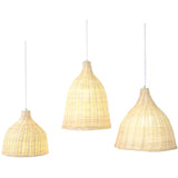 Set of 3 wicker hanging light 10” h /14”h/9”h