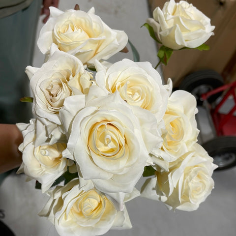 Artificial Flower Rose Bunch 9 head Champagne