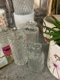 Short Striped Crystal Bud vase 4” H wedding centerpiece