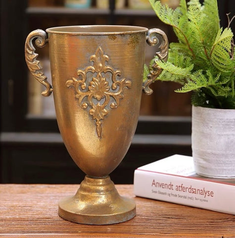 12” Tall Vintage GOLD bowl /urn METAL