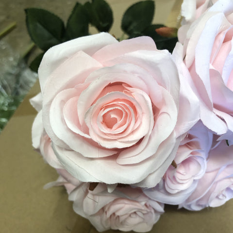 Light pink Artificial Diamond Rose Bunch 10 head