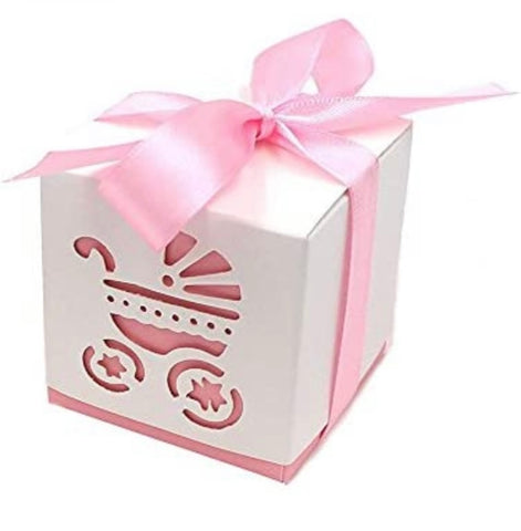 Baby shower gift pink square favor Box accessory bag Carriage bridal shower