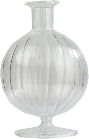 Ribbed scallop bud Vase 5” tall Round ball ripple vase striped